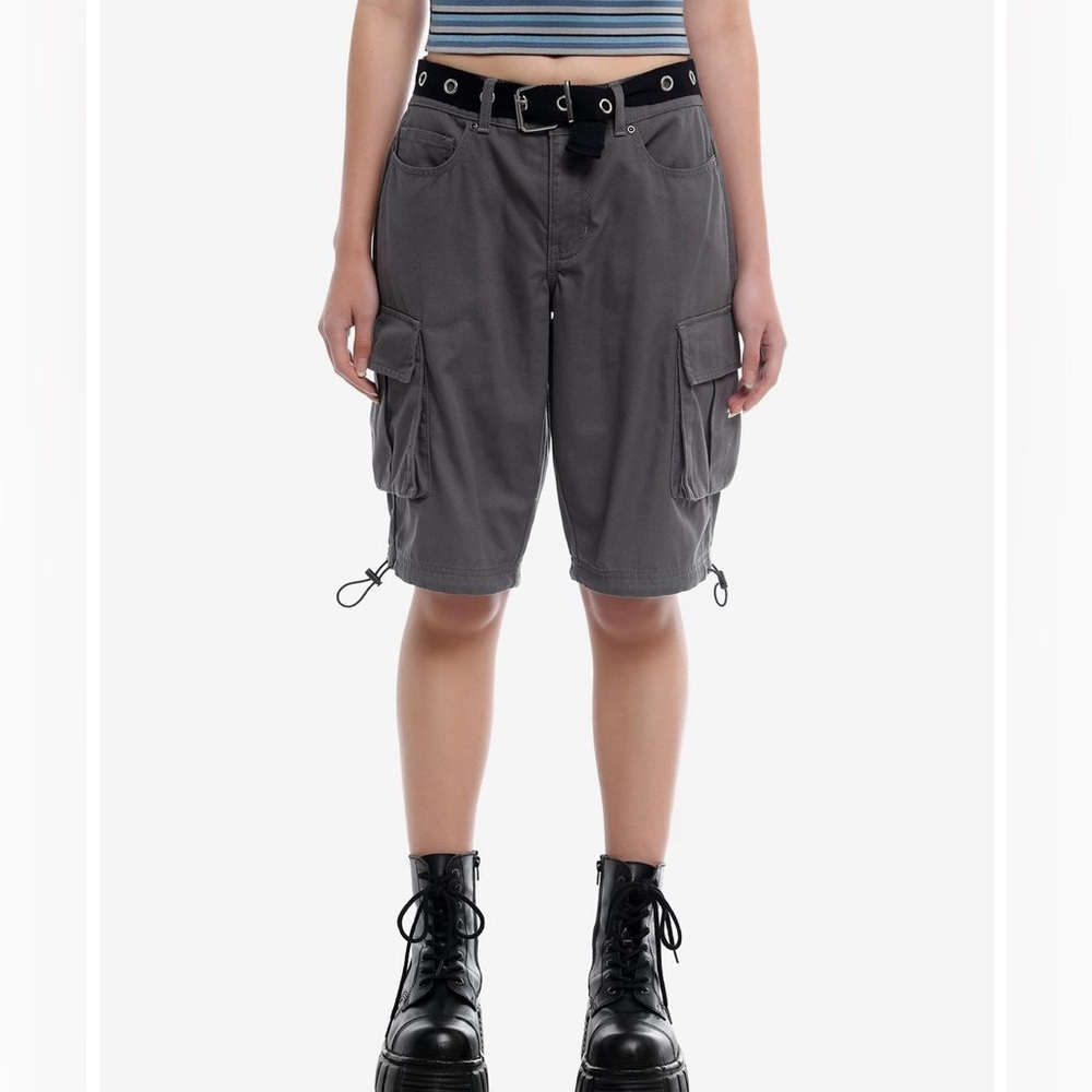 Women’s Gray Cargo Shorts with Belt